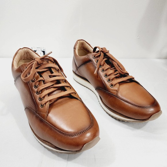 Anthony Veer Barack Court Calfskin Leather Lace-up Sneaker in Tan Men's Size 13D - Picture 1 of 16